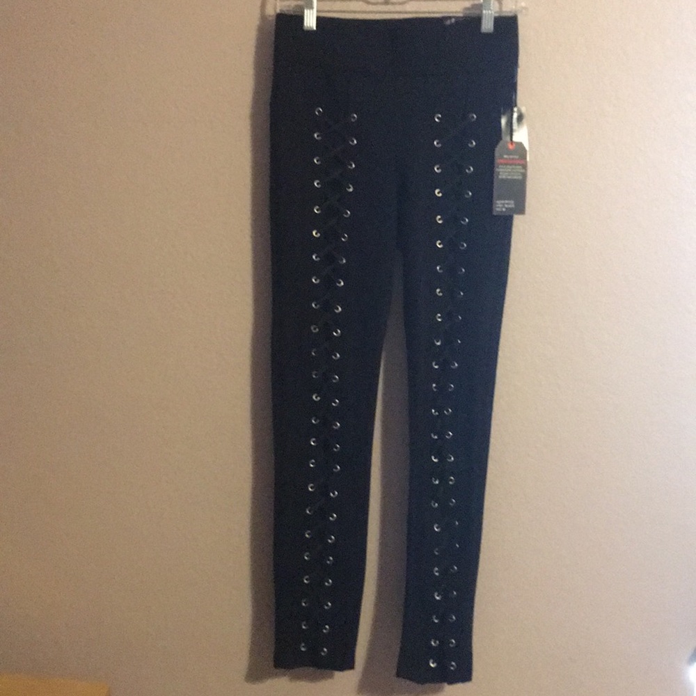 Hottopic Black Front Laceup Ponte Leggings